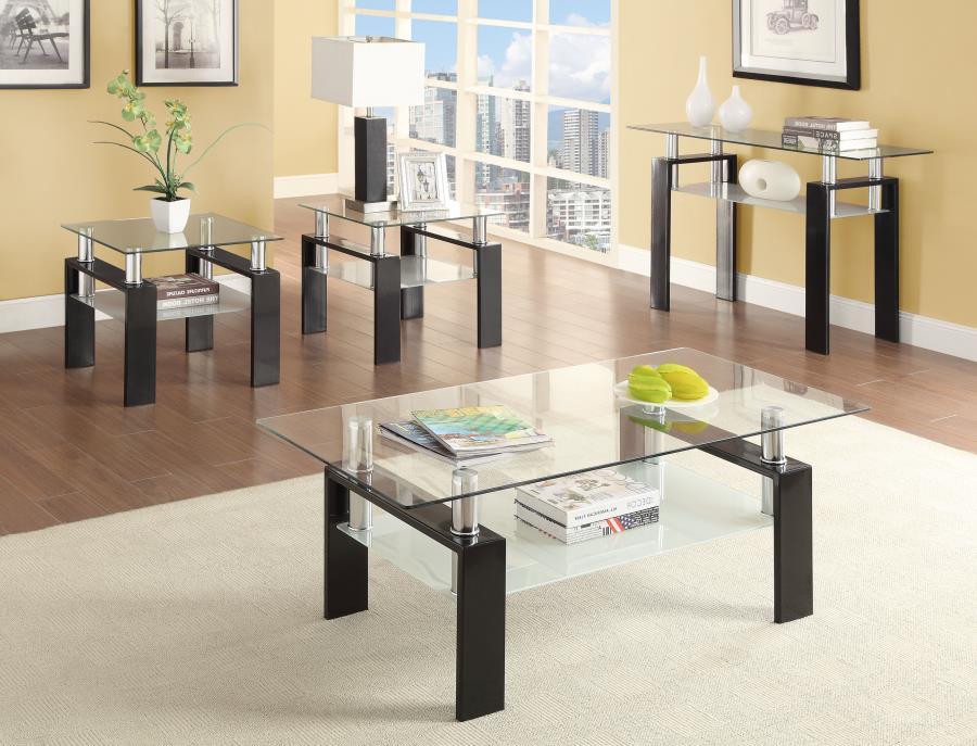 Dyer - 1-Shelf Square Glass Top Side End Table - Black