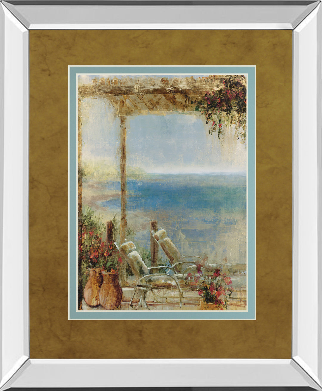 Ocean Retreat Il By Stiles - Mirror Framed Print Wall Art - Blue