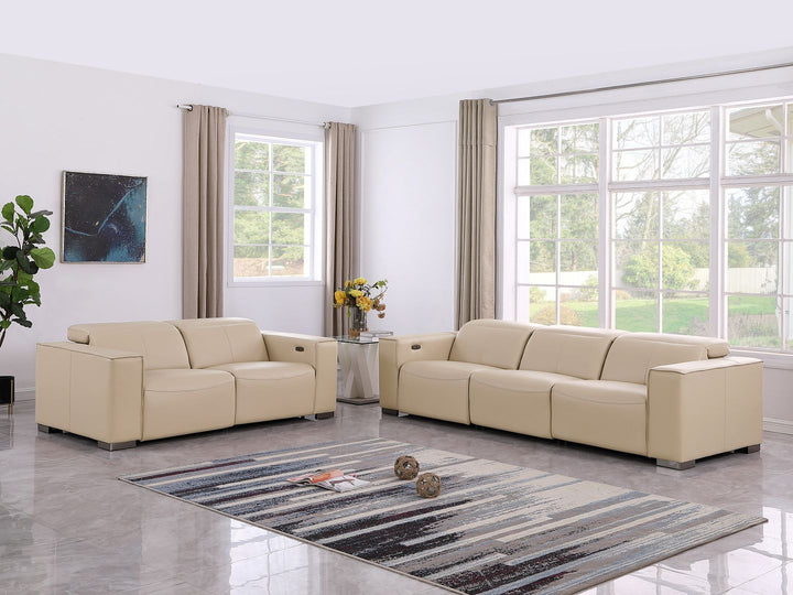1208 - Leather Reclining Set (Sofa & Loveseat With Four Power Recliners)