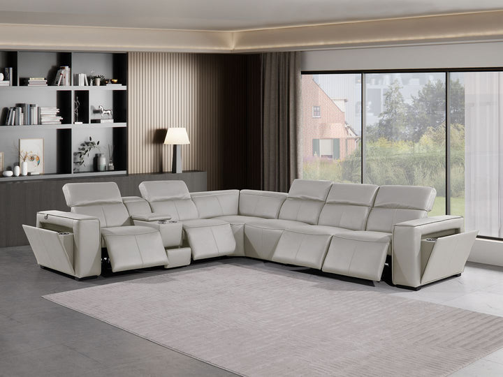 1224 - 7-Piece L-Shaped Sectional Sofa In With 4 Power Recliners &amp; Power Headrests