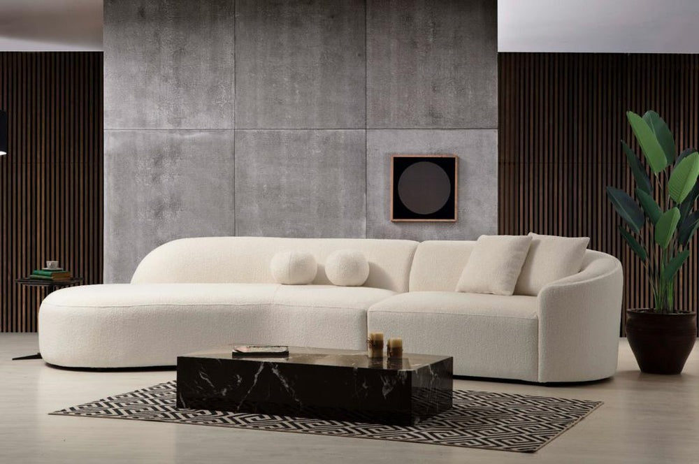Cloe Ivory Boucle Curved 134" LAF Sectional[ETA: 8/25]