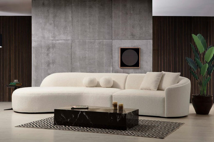 Cloe Ivory Boucle Curved 134" LAF Sectional[ETA: 8/25]
