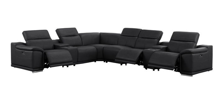 2679 - 8-Piece L-Shaped Power Reclining Sectional In Genuine Leather (3 Recliners)
