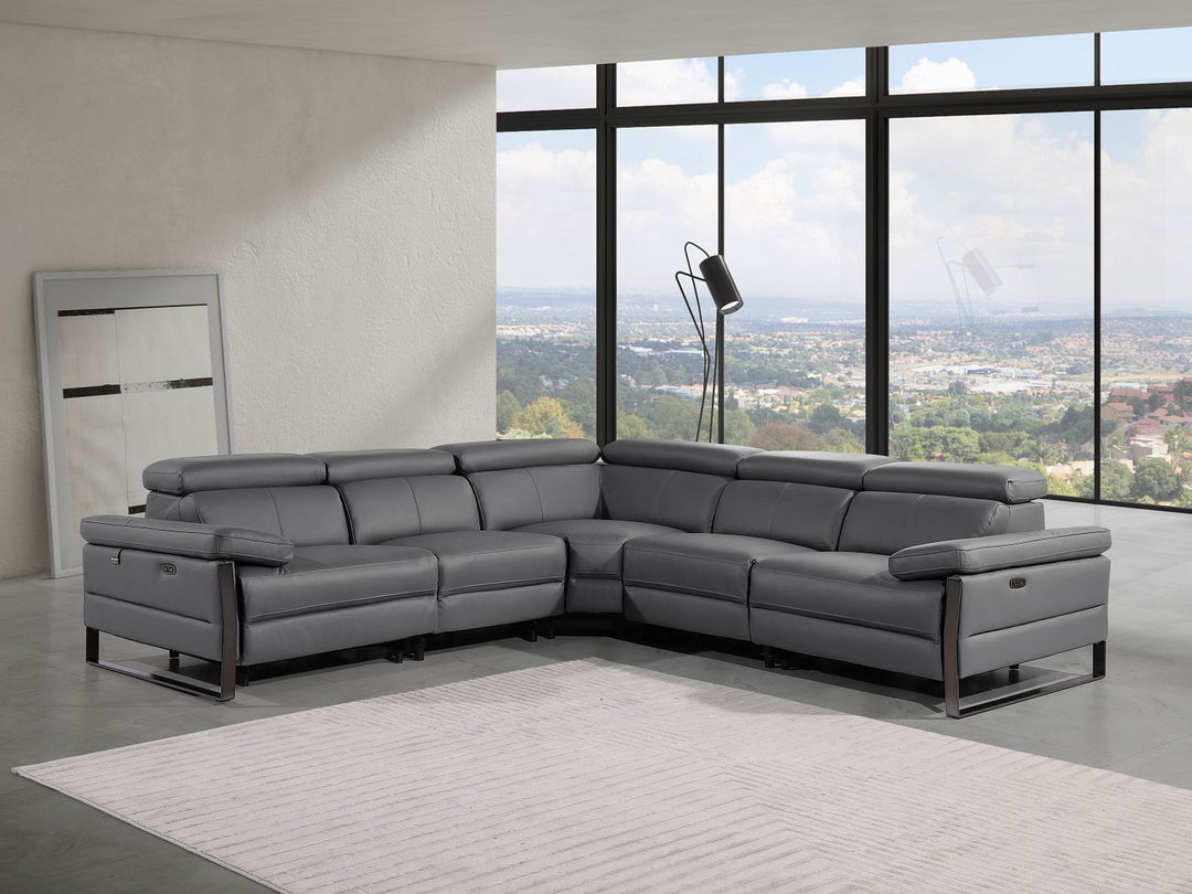 1246 - 5-Piece L-Shaped Modular Power Reclining Sectional With Power Headrests