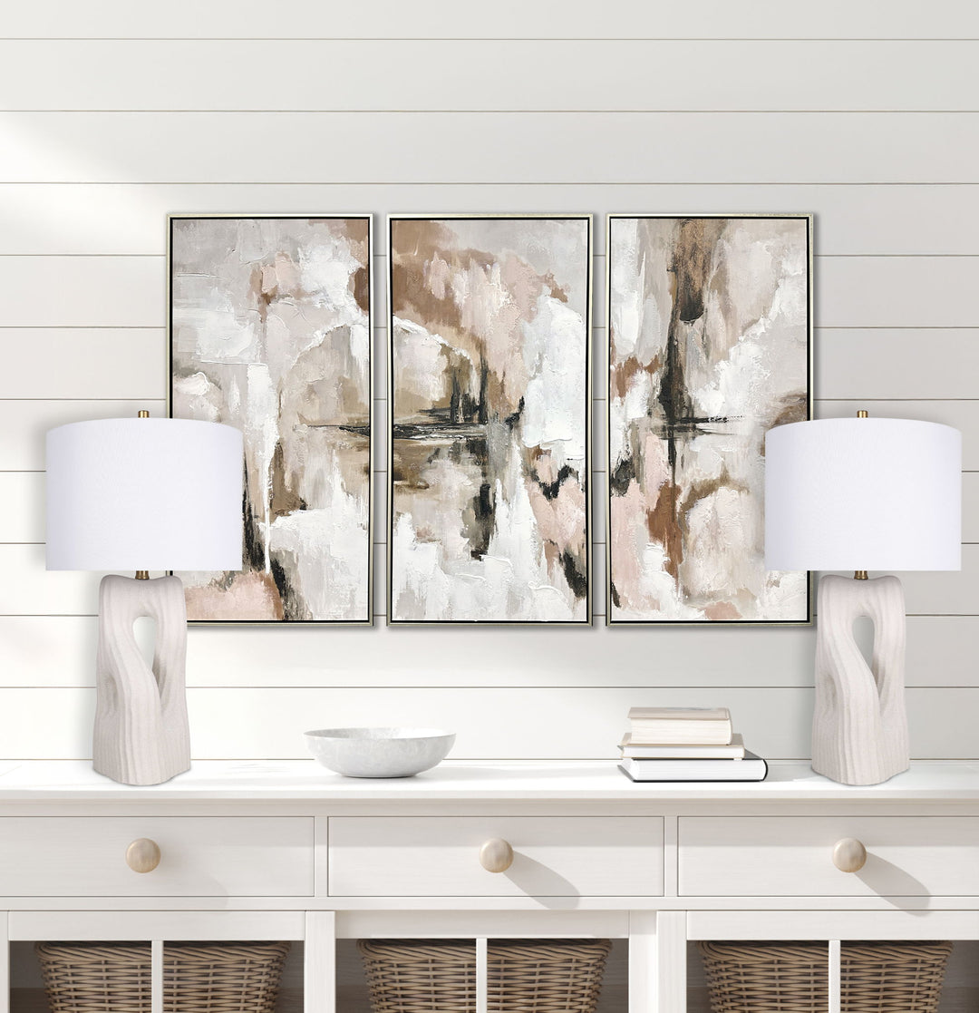 "Eclipse Harmony" Ceramic Table Lamp (Set of 2) - White Rock
