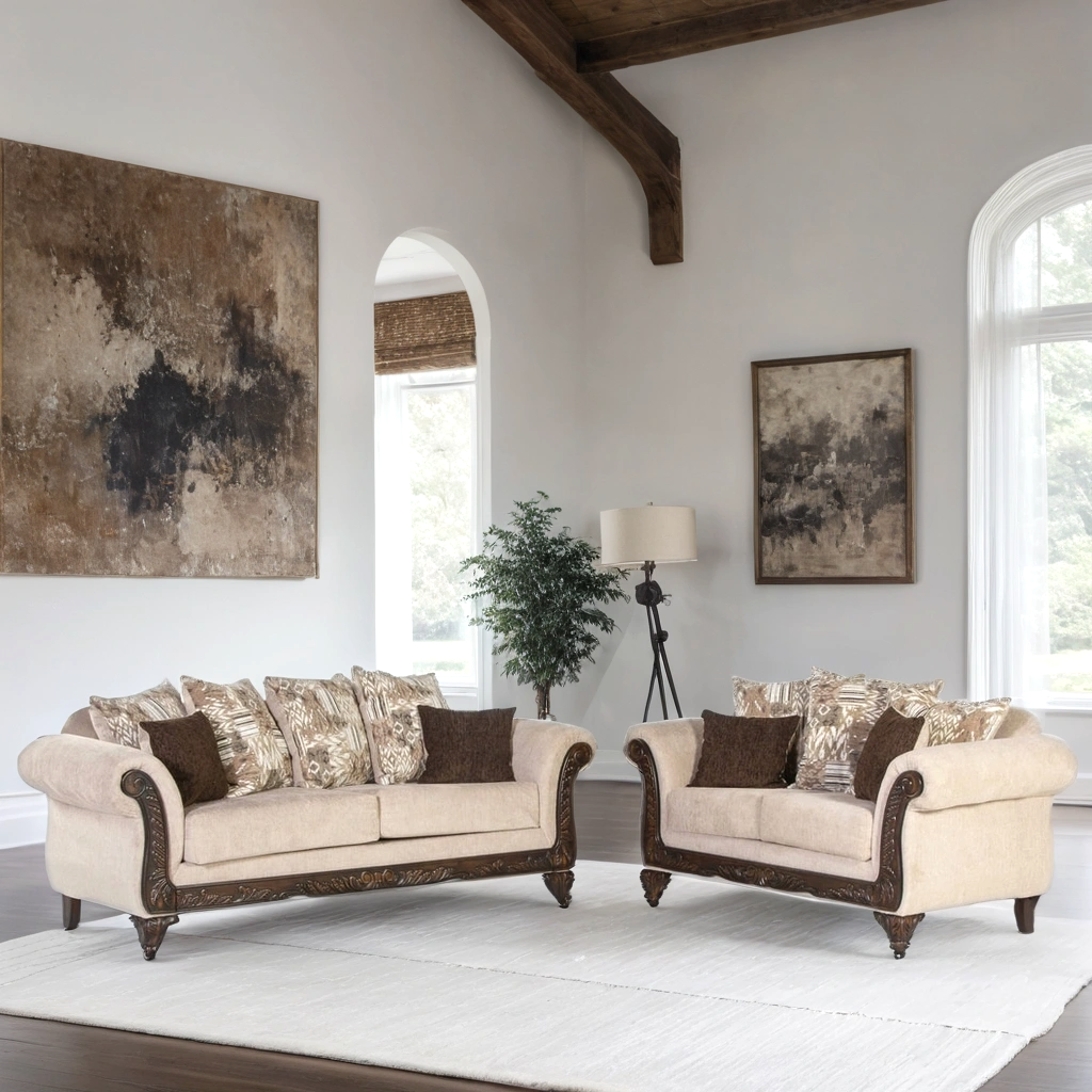 7600 Oyster Sofa and Loveseat Set