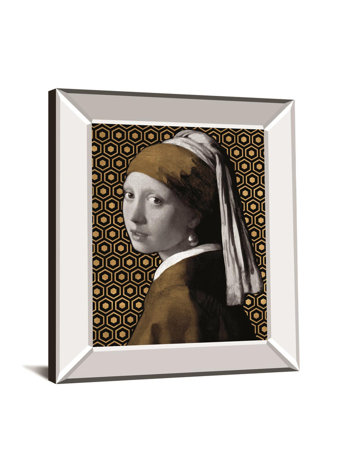 Gilded Earring (After Jan Vermeer) By Eccentric Accents - Mirror Framed Print Wall Art - Dark Brown