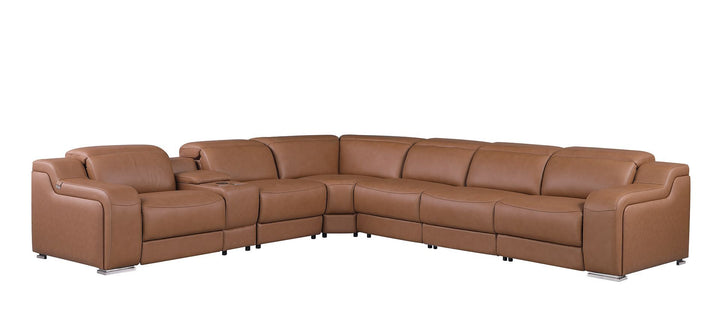 1116 - 7-Piece L-Shaped Sectional Sofa In With 4 Power Recliners &amp; Power Headrests