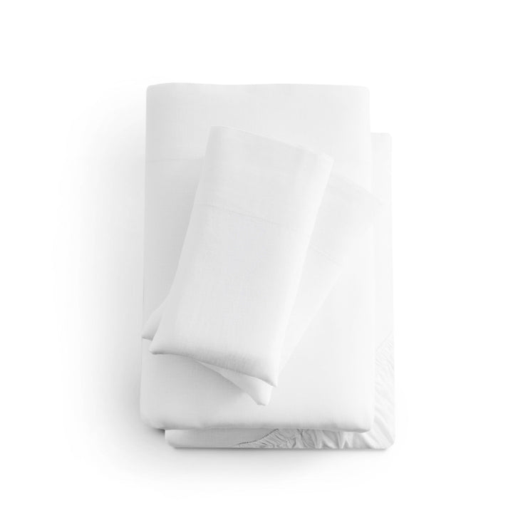 Linen-Weave Cotton King Sheet Set - White