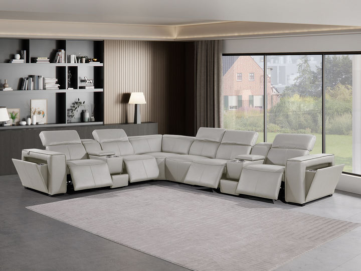 1224 - 8-Piece L-Shaped Sectional Sofa In With 4 Power Recliners &amp; Power Headrests