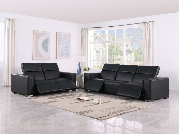 1208 - Leather Reclining Set (Sofa &amp; Loveseat With Four Power Recliners)