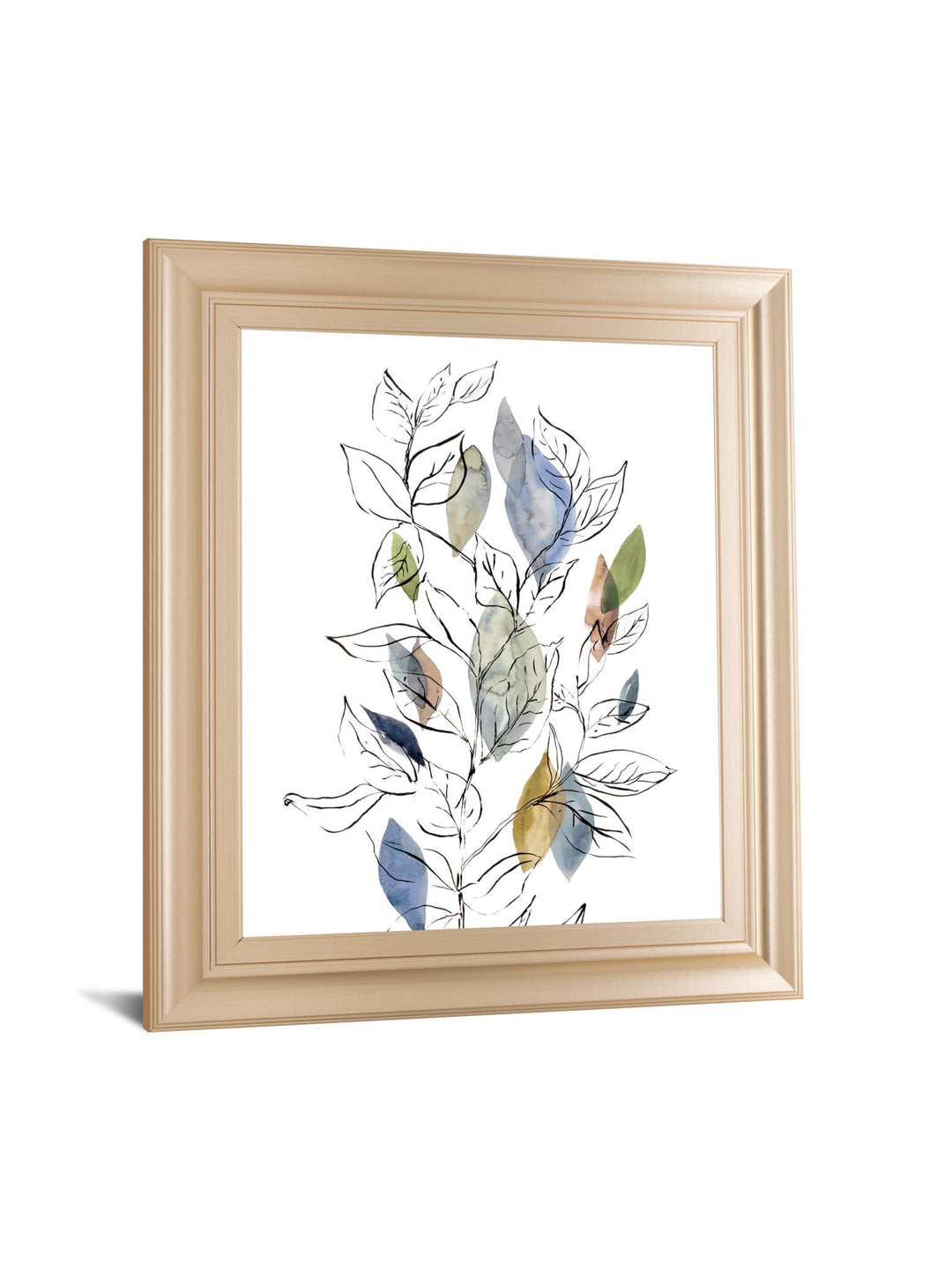 Spring Leaves Il By Meyers, R. - Framed Print Wall Art - Blue