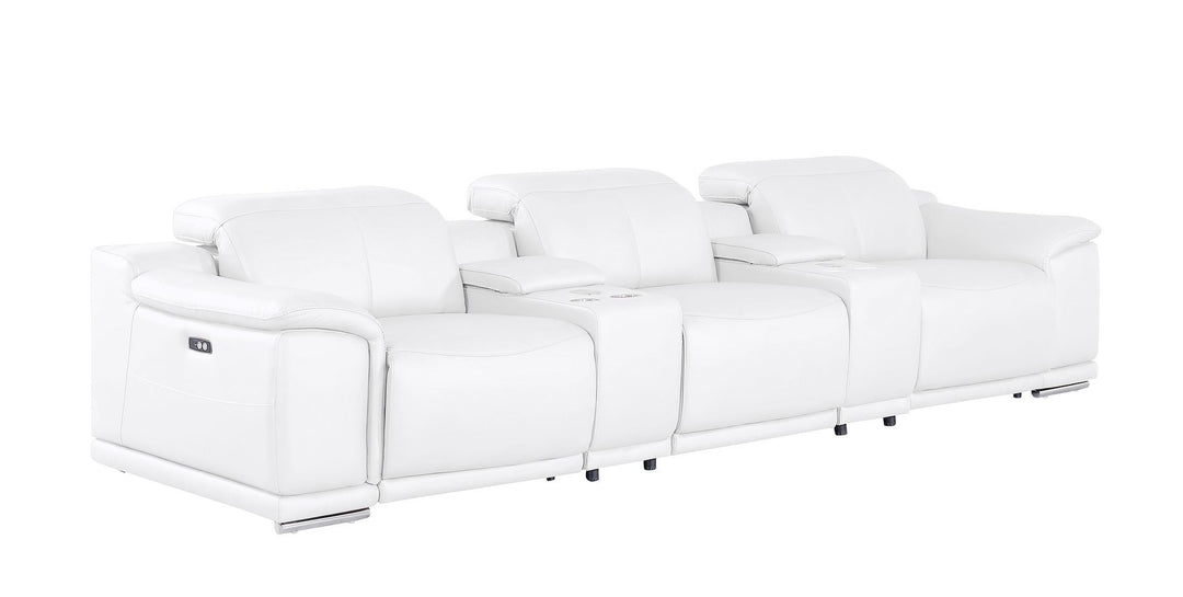 2679 - Genuine Leather Sofa With 3 Power Recliners &amp; Dual Storage Consoles