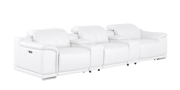 2679 - Genuine Leather Sofa With 3 Power Recliners &amp; Dual Storage Consoles