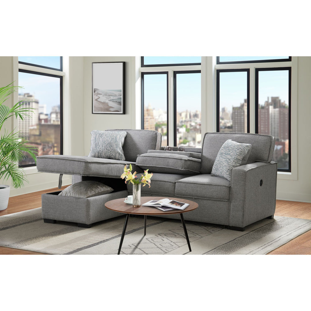 Caracas - Sectional Sleeper Chofa With Pull Bed, Drop Table & USB