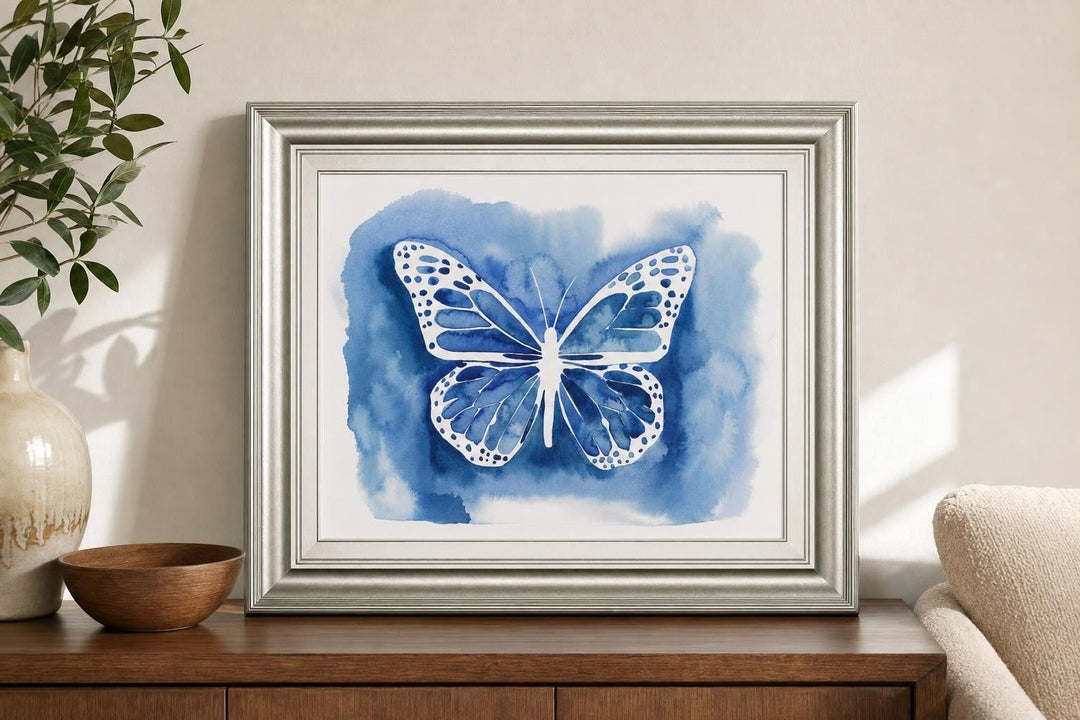 22x26 Butterfly Inkling I By Grace Popp - Blue