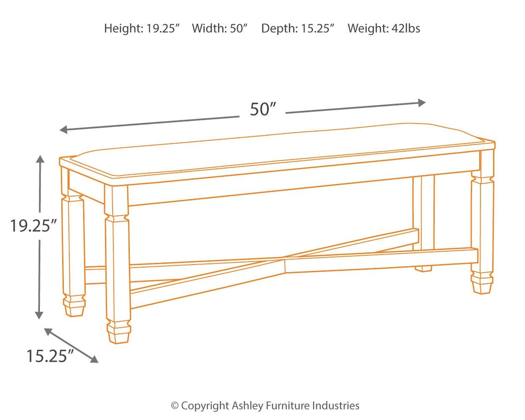 Tyler - Black / Grayish Brown - Upholstered Bench