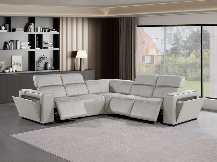 1224 - 5-Piece L-Shaped Sectional Sofa In With 3 Power Recliners &amp; Power Headrests