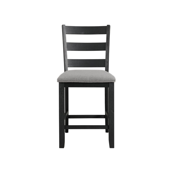 Martin - Counter Side Chair With Grey Fabric (Set of 2) - Black Finish