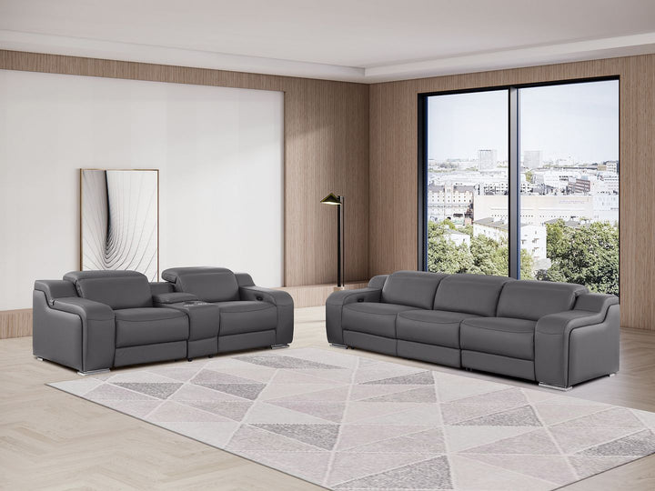 1116 - 6-Piece Modular Power Reclining Sofa And Console Loveseat Set In With 5 Power Recliners & Power Headrests