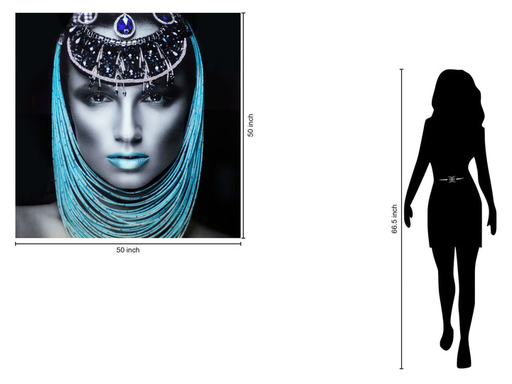 Temp Glass With Foil &amp; Rhinestones - Lady Pharaoh - Blue