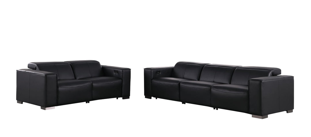 1208 - Leather Reclining Set (Sofa &amp; Loveseat With Four Power Recliners)