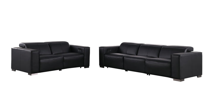 1208 - Leather Reclining Set (Sofa &amp; Loveseat With Four Power Recliners)