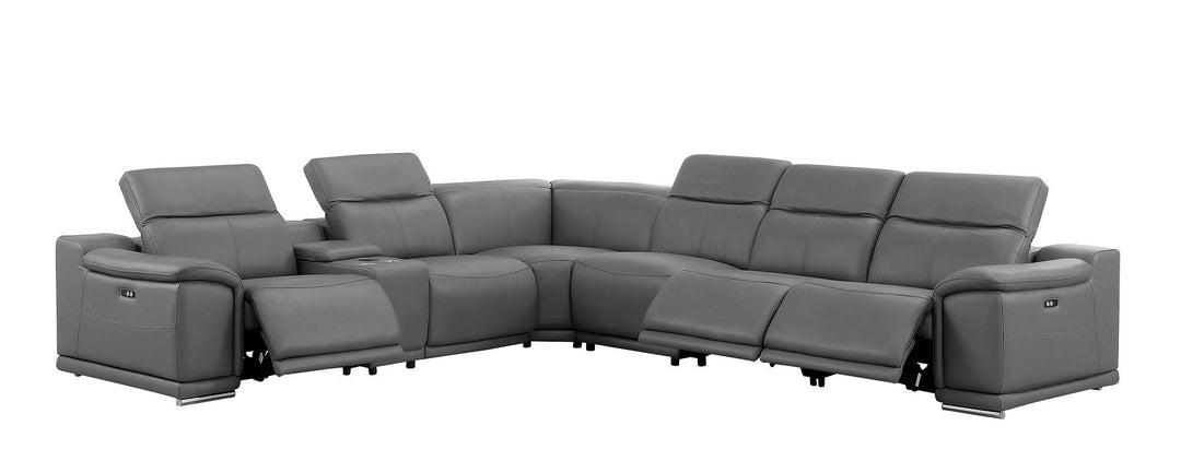 2679 - 7-Piece L-Shaped Power Reclining Sectional In Genuine Leather (3 Recliners)