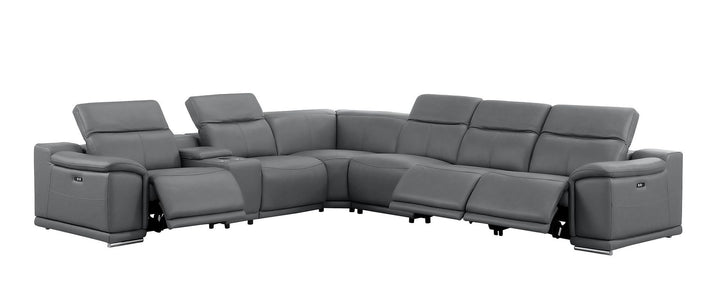 2679 - 7-Piece L-Shaped Power Reclining Sectional In Genuine Leather (3 Recliners)