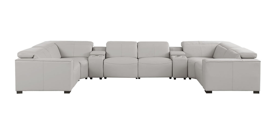 1208 - 8 Piece U Shaped Leather Sectional With 4 Power Recliners &amp; Power Headrests