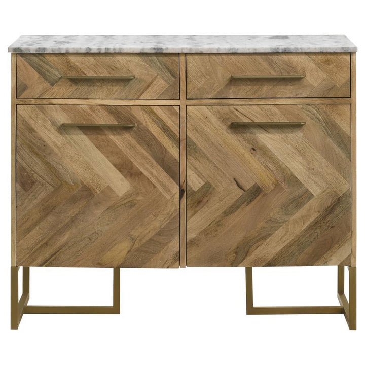 Keaton - Marble Top Herringbone Accent Cabinet