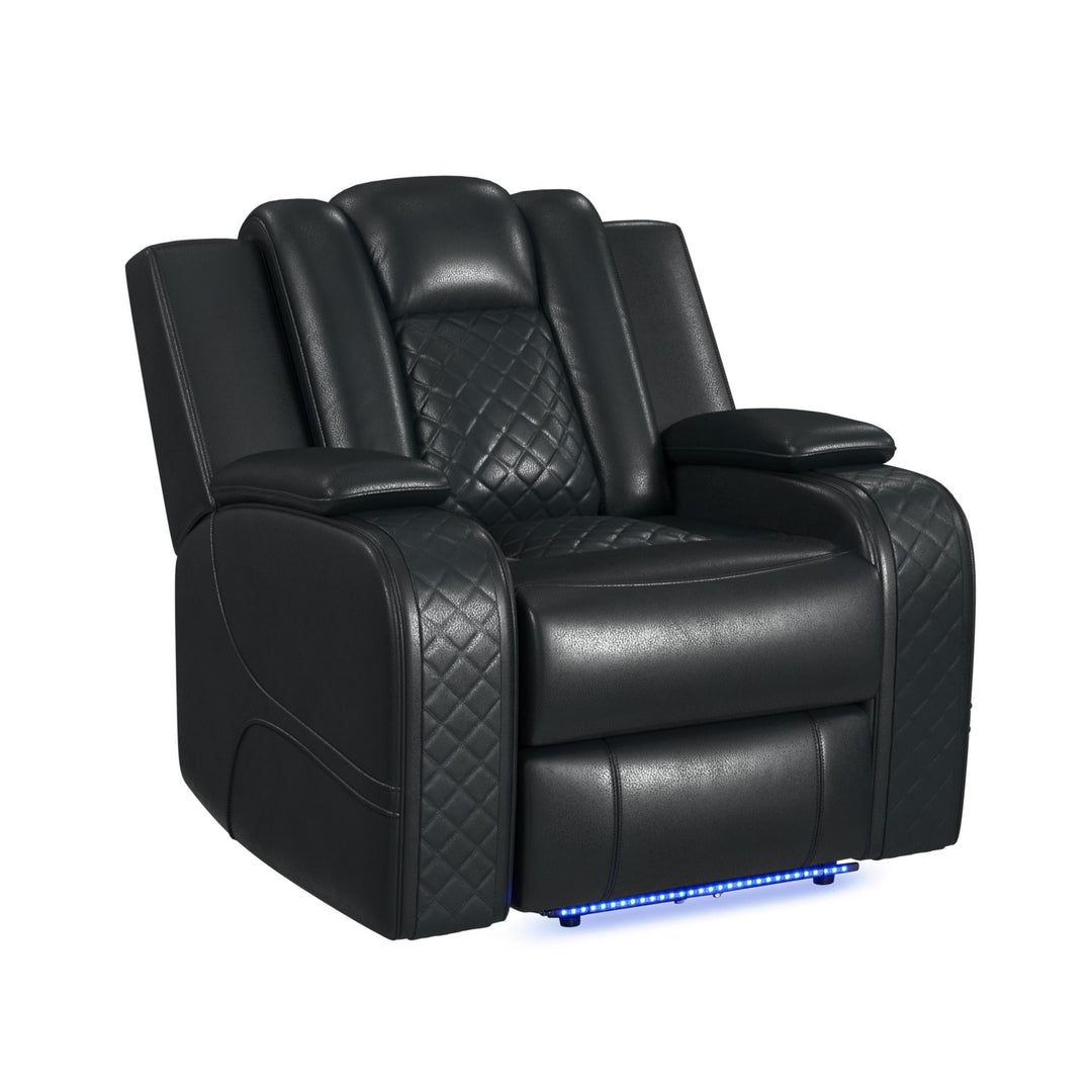 Carlo - Power Motion Recliner With Power Headrest, LED - Pebble Black