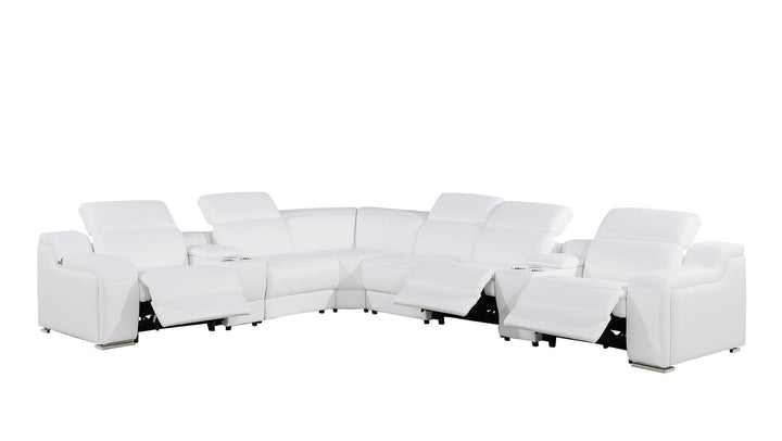 1116 - 8-Piece L-Shaped Sectional Sofa In With 3 Power Recliners &amp; Power Headrests