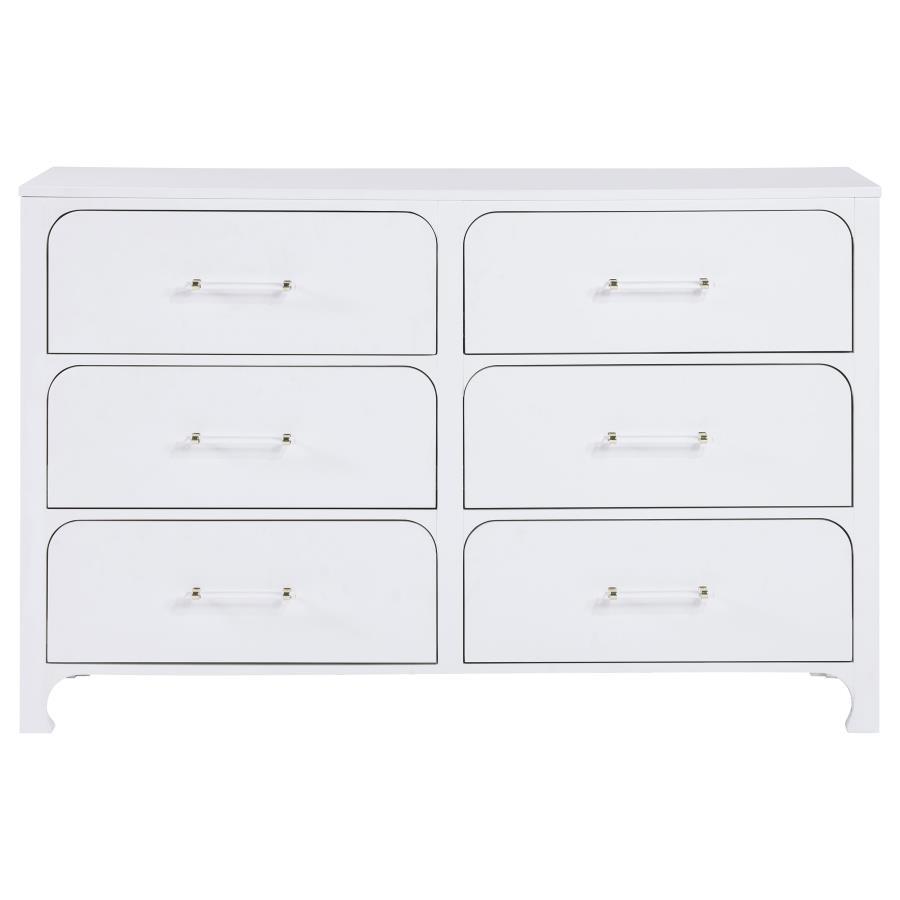 Anastasia - 6-Drawer Dresser - Pearl White