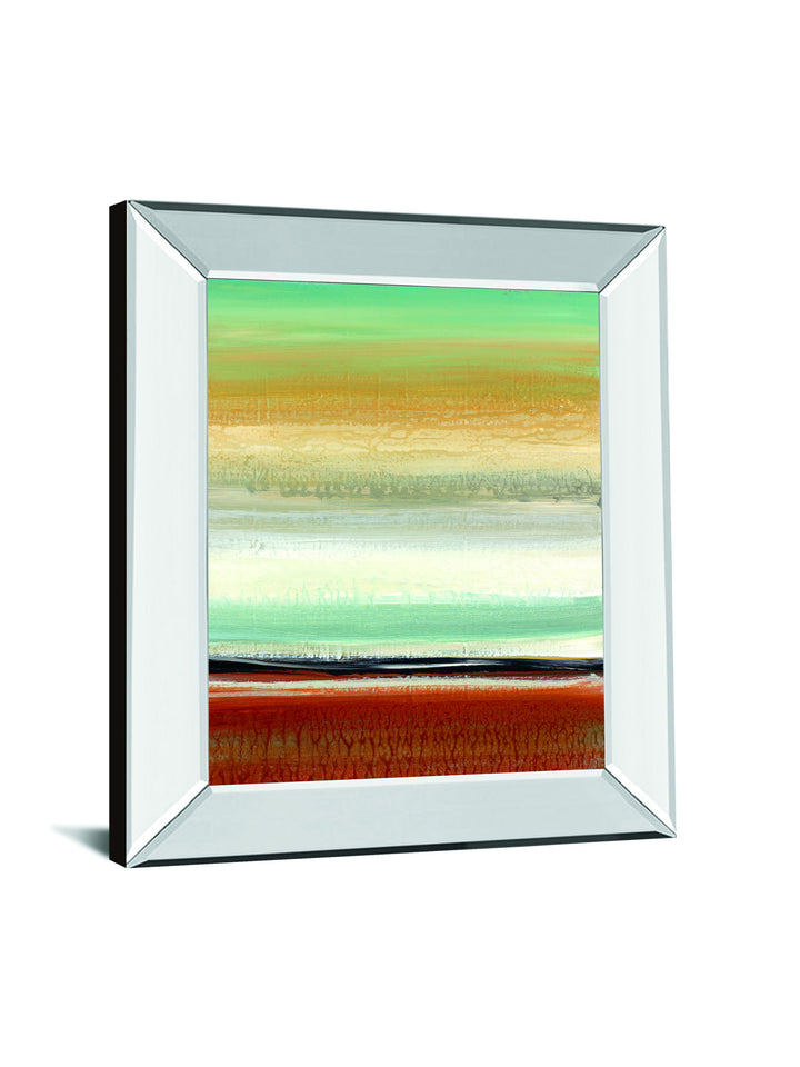Horizon Lines II By Tesla Mirrored Frame - Light Brown