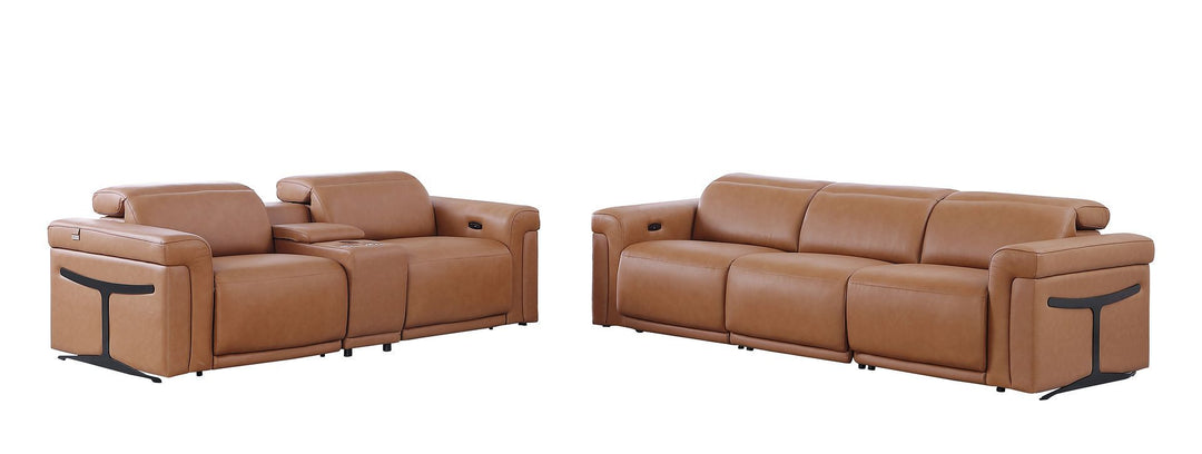 1126 - 6-Piece Modular Power Reclining Sofa And Console Loveseat Set In With 5 Power Recliners &amp; Power Headrests