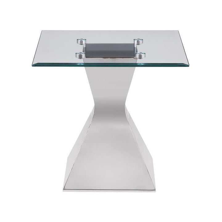 Jenny - Glass Top Stainless Steel Table