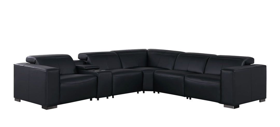 1208 - 6-Piece L-Shaped Leather Reclining Sectional With 3 Power Recliners