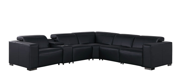 1208 - 6-Piece L-Shaped Leather Reclining Sectional With 3 Power Recliners