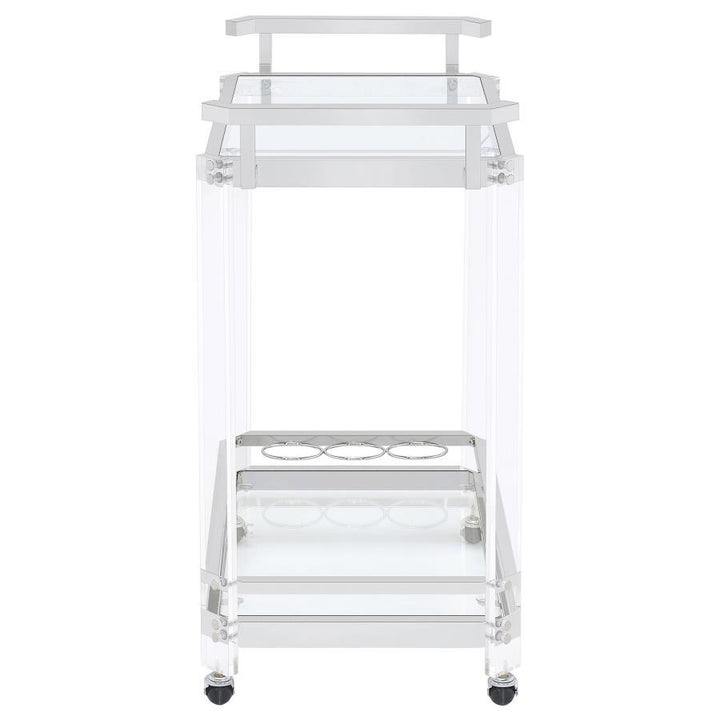 Jefferson - 2-Tier Glass Shelf Acrylic Bar Cart - Chrome