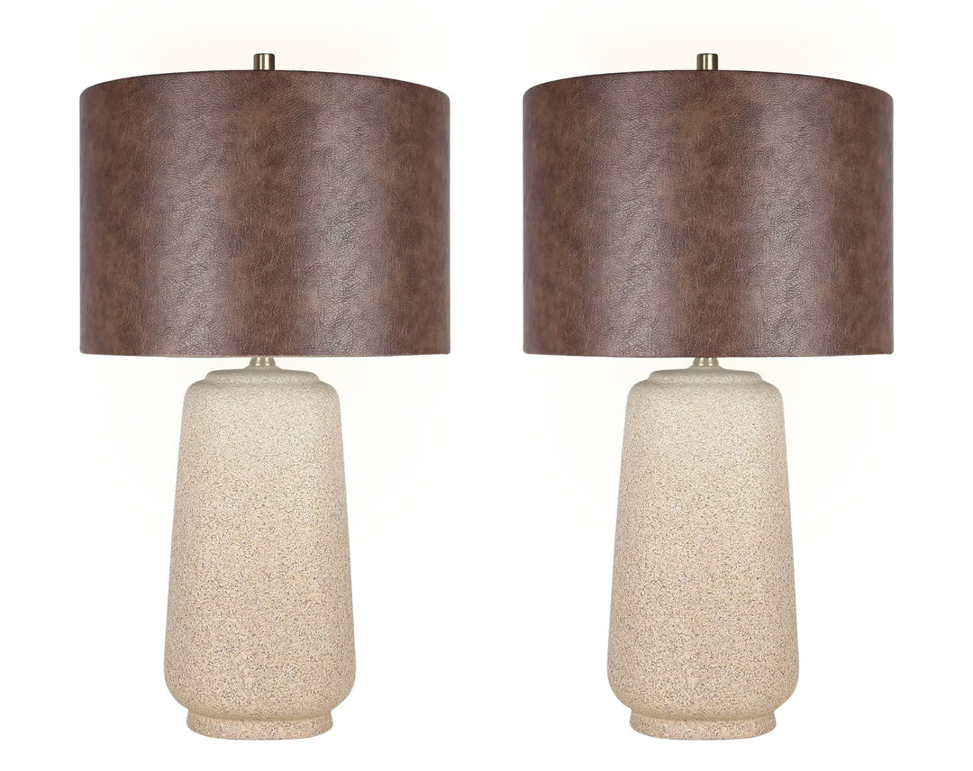 "Rustic Harmony" Ceramic Table Lamp (Set of 2) - Rock