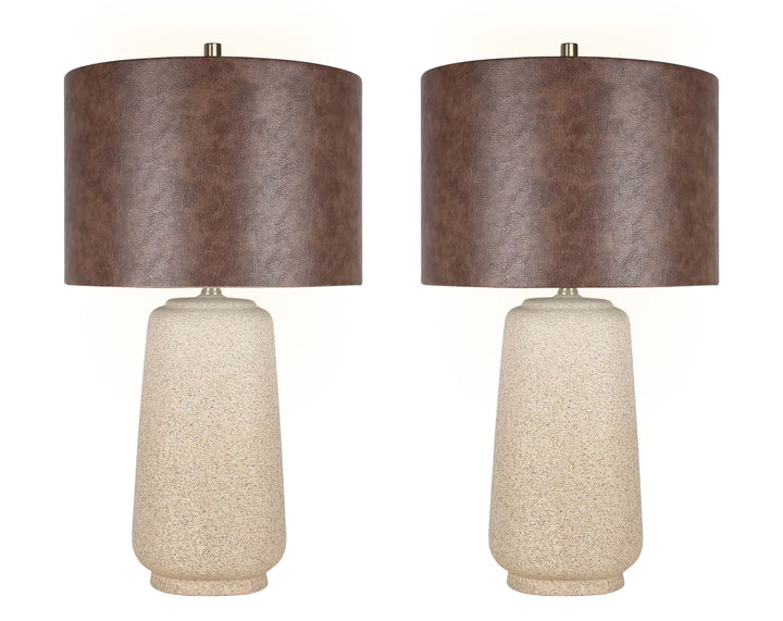 "Rustic Harmony" Ceramic Table Lamp (Set of 2) - Rock