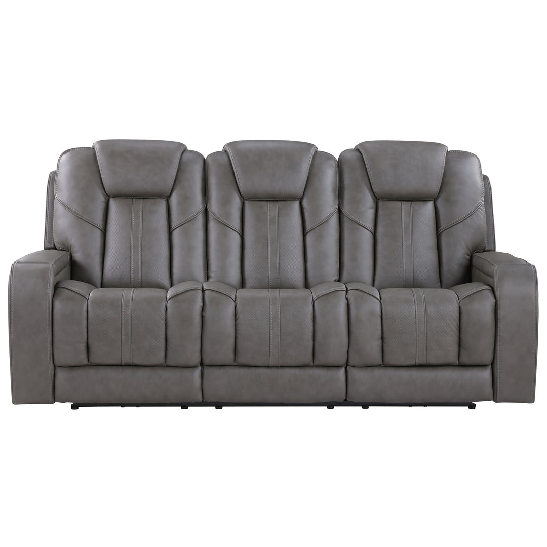 Daniel - Triple Power Leather Theater Sofa - Gray