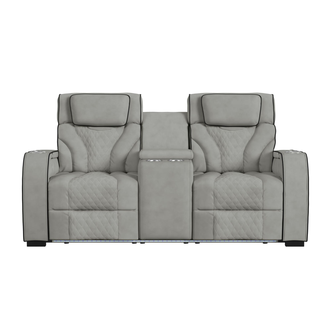 Blitz - Motion Loveseat With Console, And LED