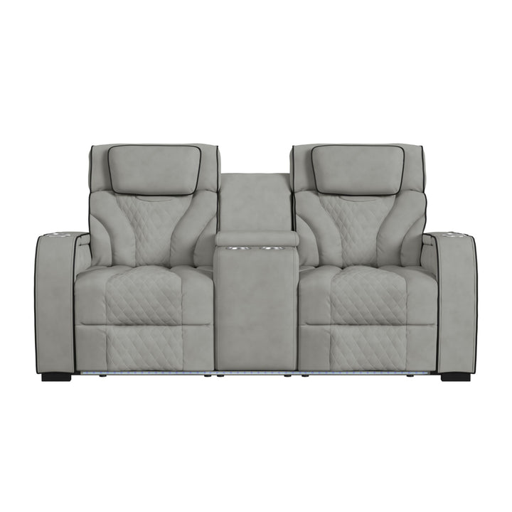 Blitz - Motion Loveseat With Console, And LED