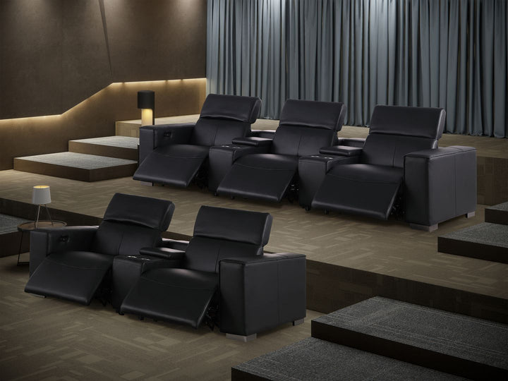 1208 - Modular Leather Sofa Loveseat With 6 Recliners And Power Headrests