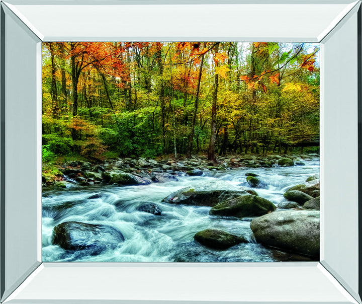 Painted Autumn By D. Burt - Mirror Framed Print Wall Art - Green