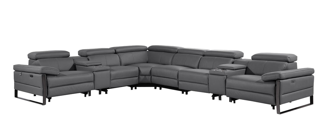 1246 - 8-Piece L-Shaped Modular Power Reclining Sectional With 4 Power Recliners And Power Headrests