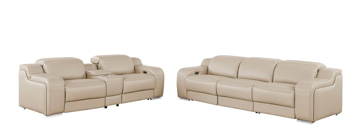 1116 - 6-Piece Modular Power Reclining Sofa And Console Loveseat Set In With 5 Power Recliners &amp; Power Headrests