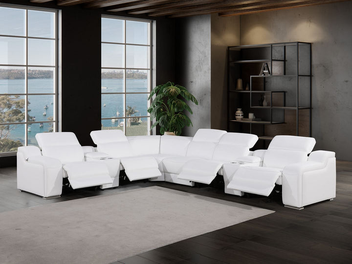 1116 - 8-Piece L-Shaped Sectional Sofa In With 4 Power Recliners & Power Headrests